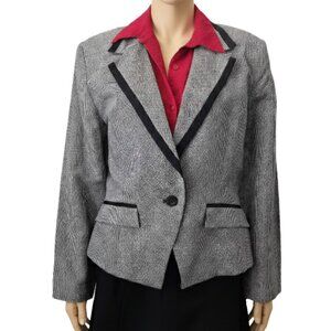 For Pete’s Sake Blazer Houndstooth Black and White Single Button Womens Medium